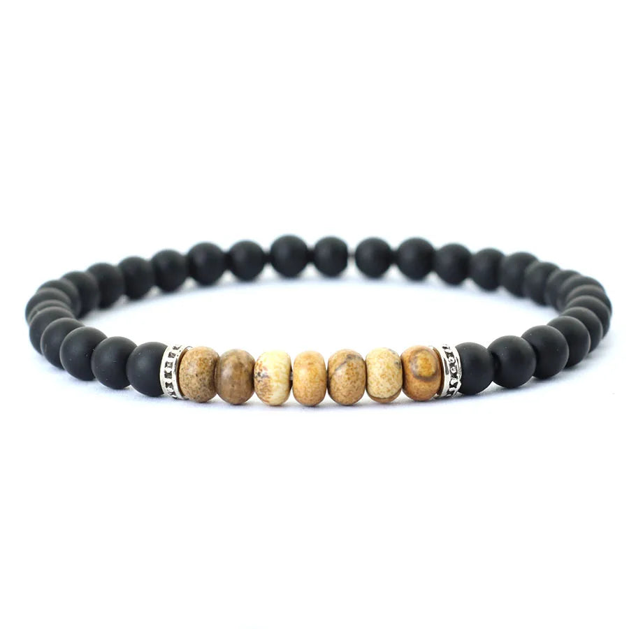Simple Style Natural Matte Stone Bracelet Unisex Handmade 6mm Tiger Eyes Obsidian Beaded Braslet Healing Leisure Couple Pulseira