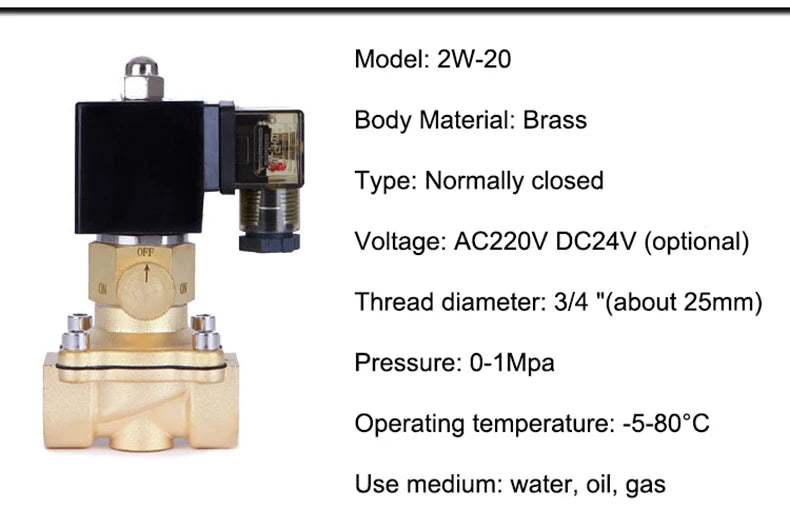 1/2" 3/4" 1" 1-1/4" 1-1/2" 2" Brass Electric Solenoid Valve With Manual Emergency Switch AC220V DC24V For Water Oil Air