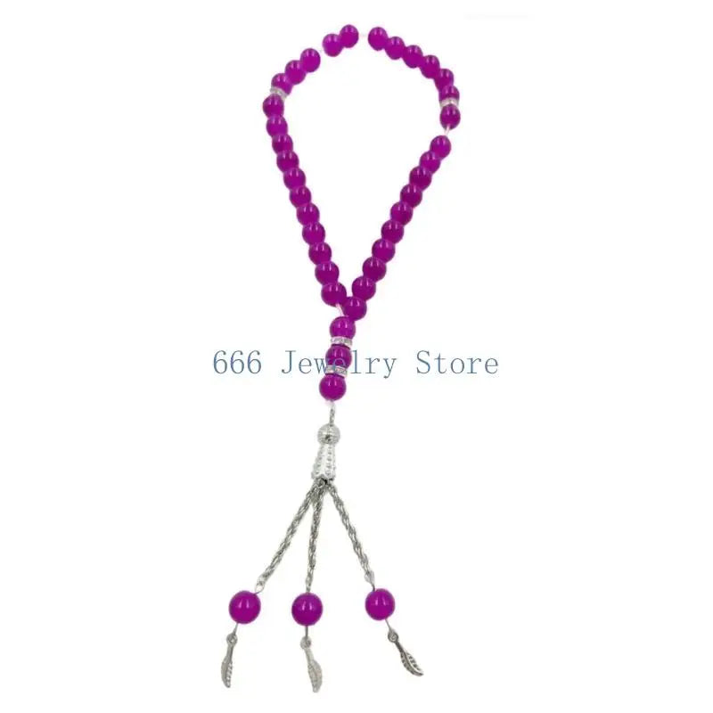 F2TD Crystal Prayer Beads Tassels Hand Bracelet Islamic 33 Beads Rosary Bracelet Religious Jewelry Gift for Men Women