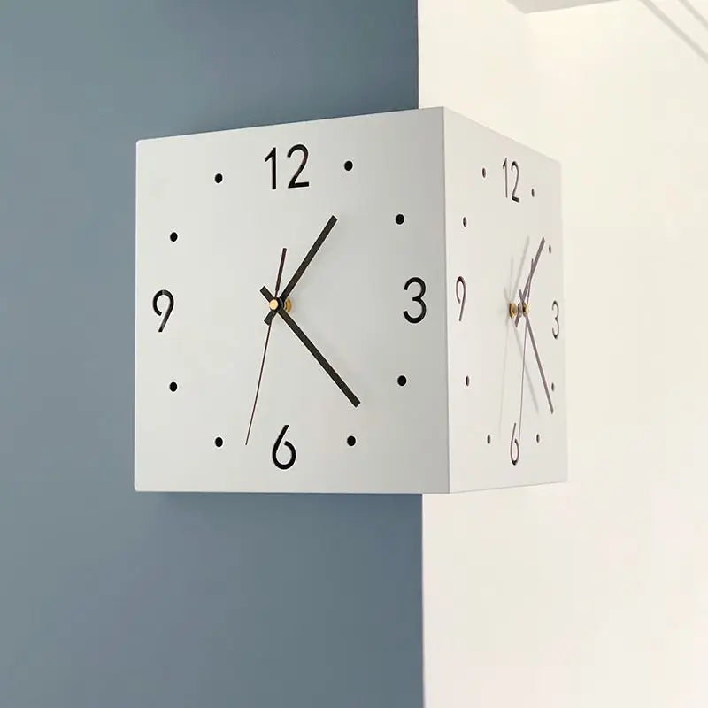 2025Simple and creative corner double-sided wall clock, double-sided clock, living room, silent corner clock, universal