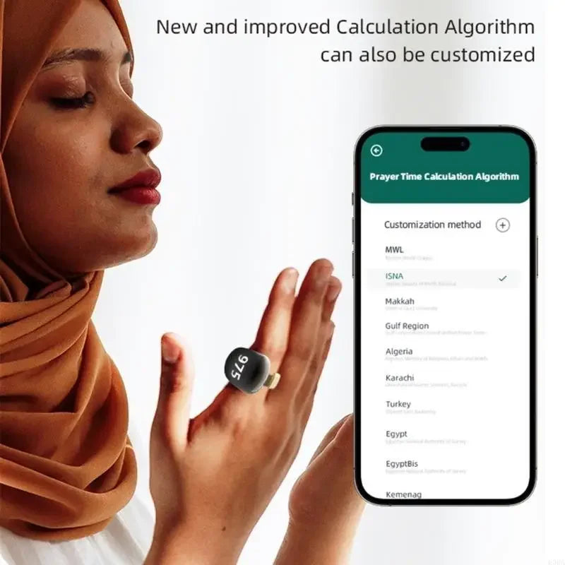 Multifunction Digital Counting Rings Mobile App tasbeeh Control Faith Zikr Rings for Spiritual Practices and Daily Prayer