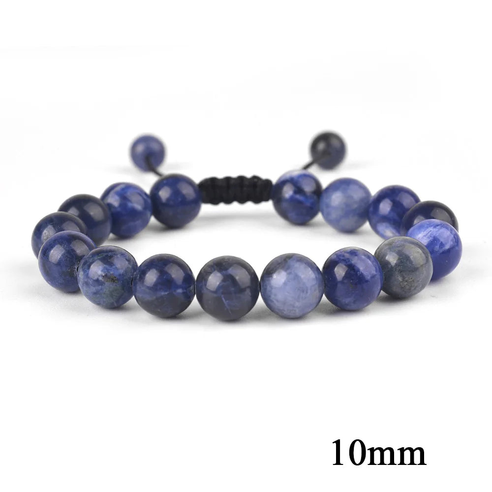 6mm 8mm 10mm Natural Stone Bracelet, Tiger Eye Agate Lava Bead Unisex Adjustable Handwoven Boho Jewelry Gift for Men Women