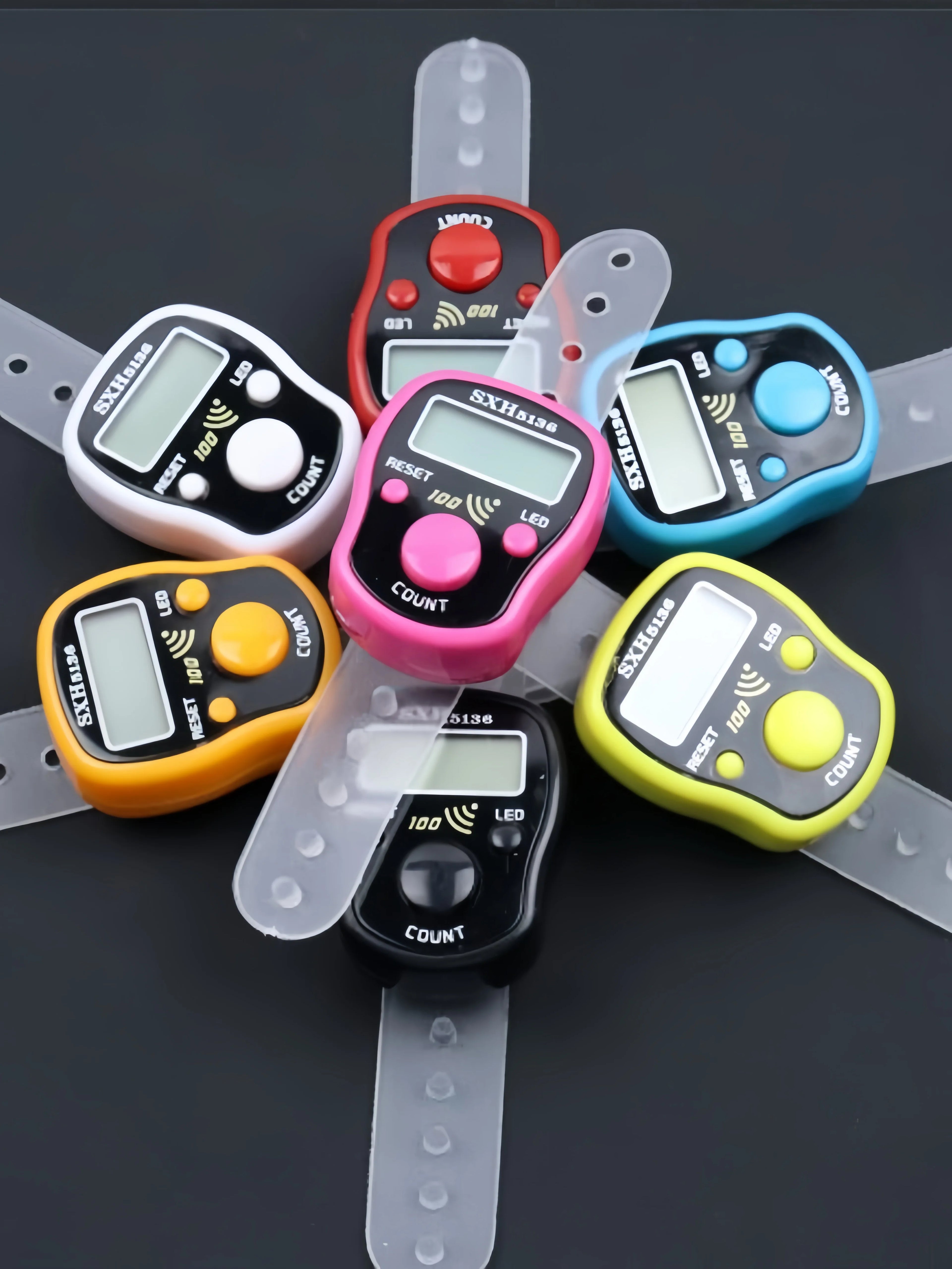 12/1pcs Ring Counter Portable Electronic Counter Manual Key Counter Mini Handheld Counter (Assorted Colors)