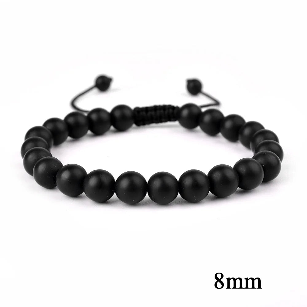 6mm 8mm 10mm Natural Stone Bracelet, Tiger Eye Agate Lava Bead Unisex Adjustable Handwoven Boho Jewelry Gift for Men Women