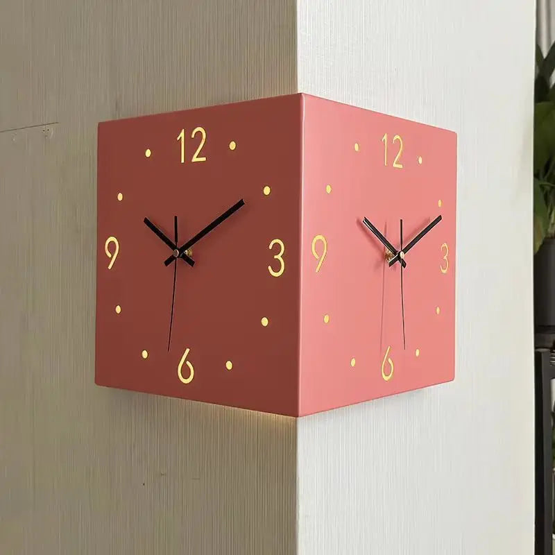2025Simple and creative corner double-sided wall clock, double-sided clock, living room, silent corner clock, universal