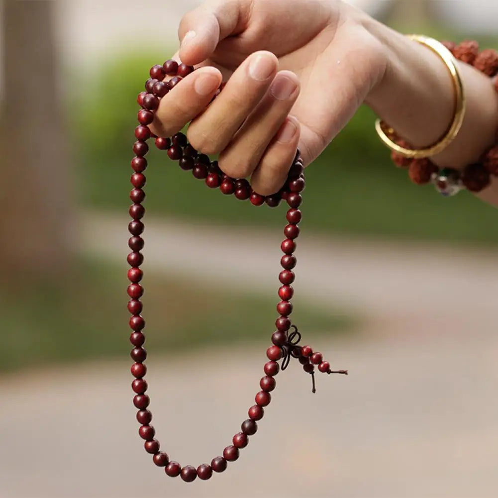 Natural Sandalwood Bracelets Men Buddhist Buddha Meditation Bead Bracelet for Women Prayer 108 Beads Rosary Hanging Decoration