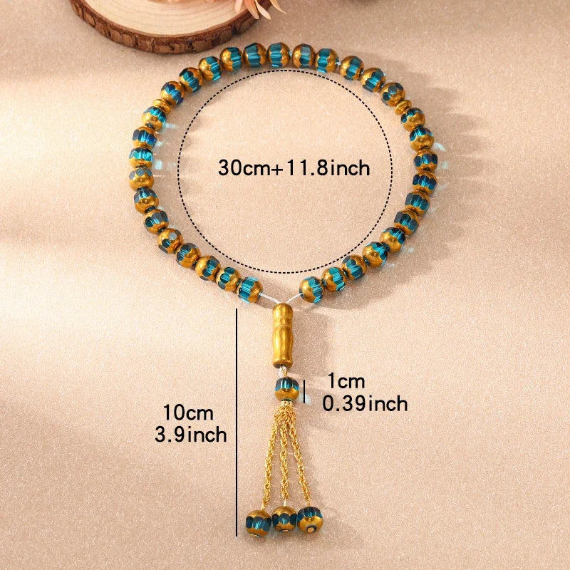 33PCS Holy Muslim Crystal Rosary Prayer Beads Glass Loose Islamic Prayer Beaded Bracelets Prayer Jewelry Accessories Wholesale