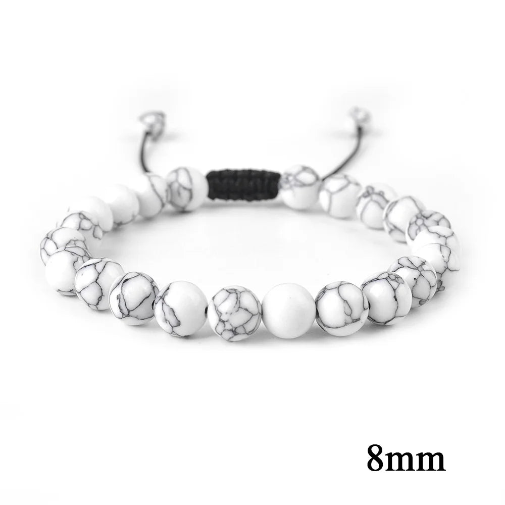 6mm 8mm 10mm Natural Stone Bracelet, Tiger Eye Agate Lava Bead Unisex Adjustable Handwoven Boho Jewelry Gift for Men Women