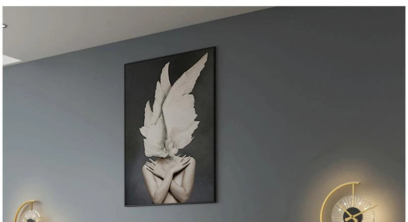 SANDYHA Nordic Clock Wall Lamp Living Room Background Wall Bedroom Headboard Light Modern Minimalist Decorative Lighting Fixture