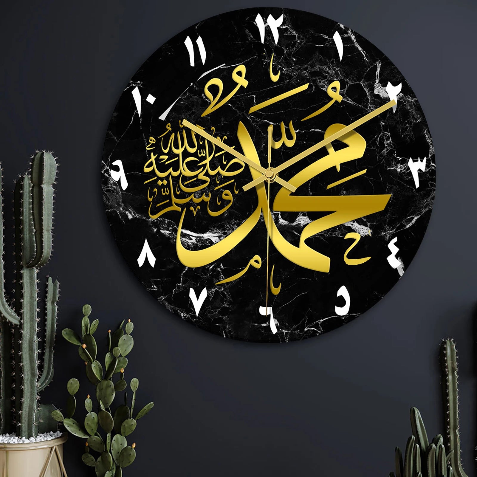 1pc Acrylic Mirror Decorative Clock Islamic Calligraphy Decoration Silent Wall Decor Home Clock Clock Wall 3d Pendulum