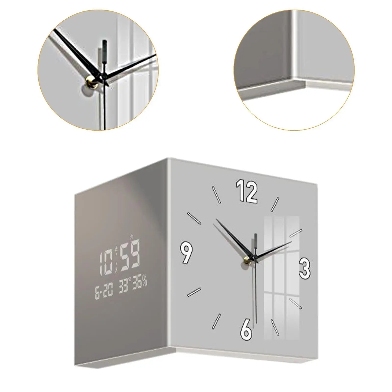 Double Sided Corner Clock Ornament Outdoor Gifts Indoor Wall Mounted Easy to Read Face Wall Clock Living Room Patio Decoration