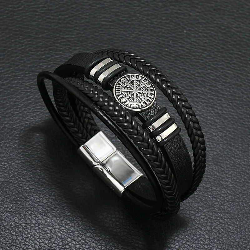 Men's Musical Symbol Leather Bracelet Vintage Creative Men's Bracelet Music Symbol Simple Leather Multi-Layer Bracelet