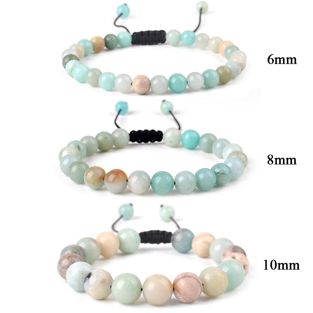 6mm 8mm 10mm Natural Stone Bracelet, Tiger Eye Agate Lava Bead Unisex Adjustable Handwoven Boho Jewelry Gift for Men Women