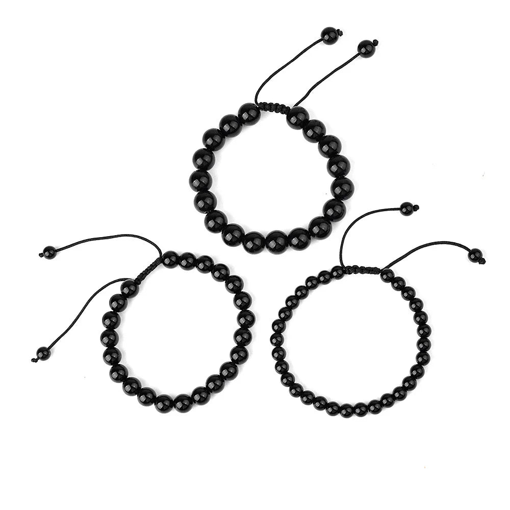 6mm 8mm 10mm Natural Stone Bracelet, Tiger Eye Agate Lava Bead Unisex Adjustable Handwoven Boho Jewelry Gift for Men Women