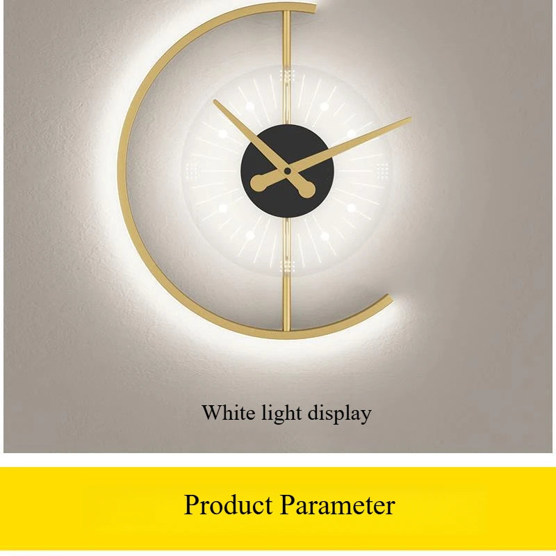 SANDYHA Nordic Clock Wall Lamp Living Room Background Wall Bedroom Headboard Light Modern Minimalist Decorative Lighting Fixture