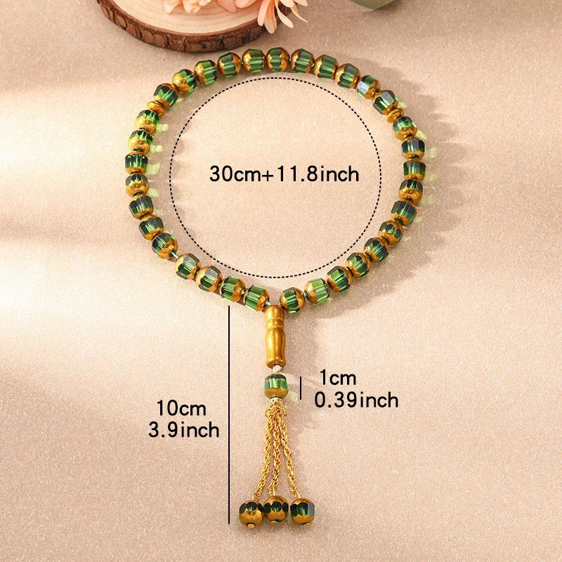 33PCS Holy Muslim Crystal Rosary Prayer Beads Glass Loose Islamic Prayer Beaded Bracelets Prayer Jewelry Accessories Wholesale
