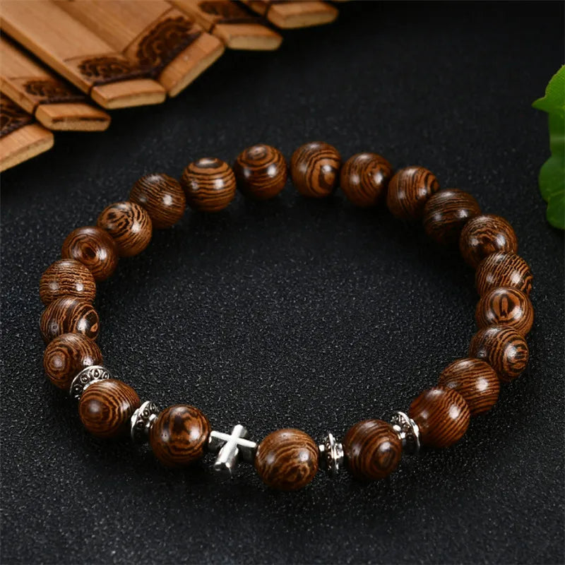 Wood Multi-layer Prayer Beads Bracelet Charm Meditation Yoga Rosary Lucky Wooden Bracelet For Women Men Jewelry Drop shipping