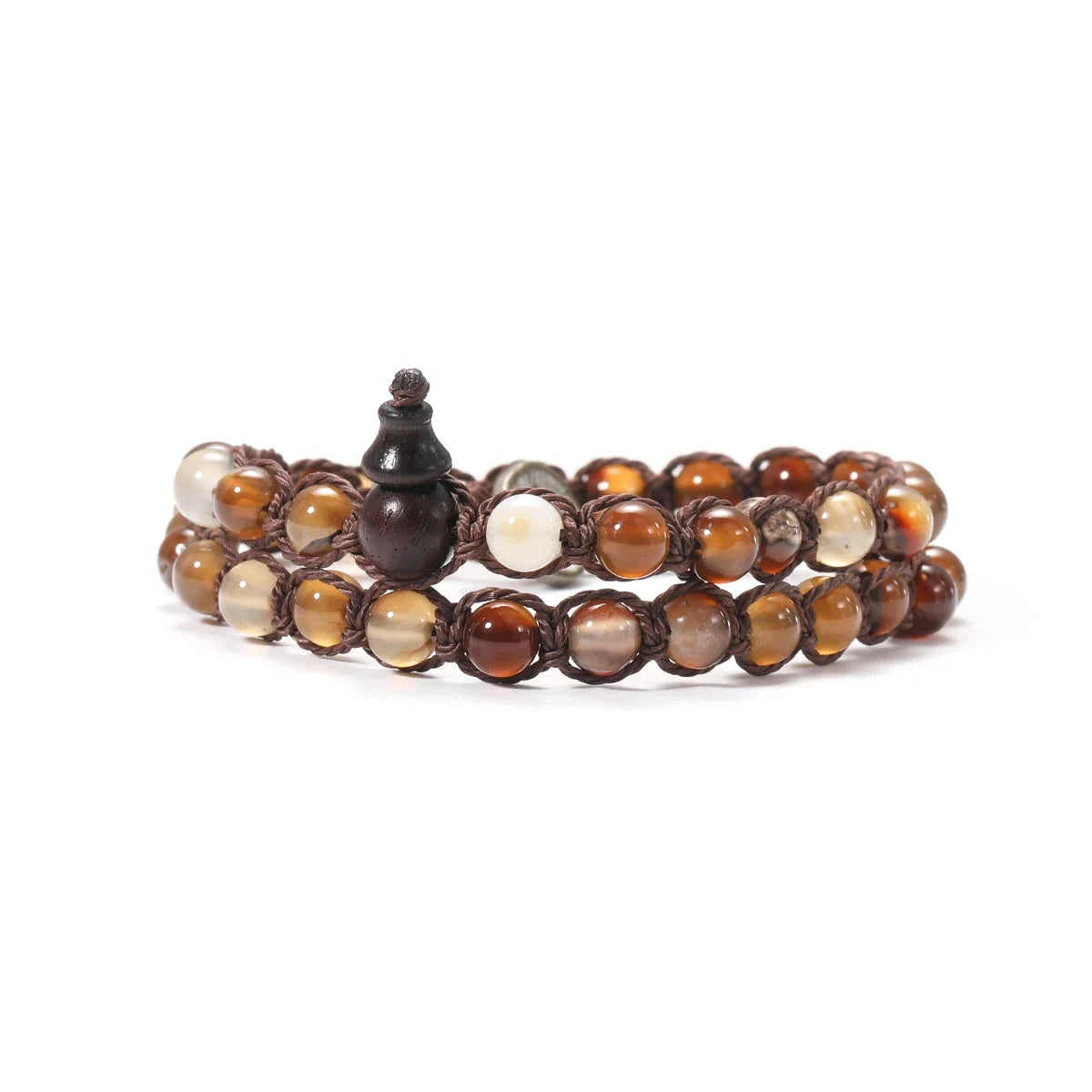 6mm Buddhist Natural Stone Beads Sandalwood Buddha Meditation Rosary Bracelet Women's Men's Gourd Beads Multi-Circle Bracelet