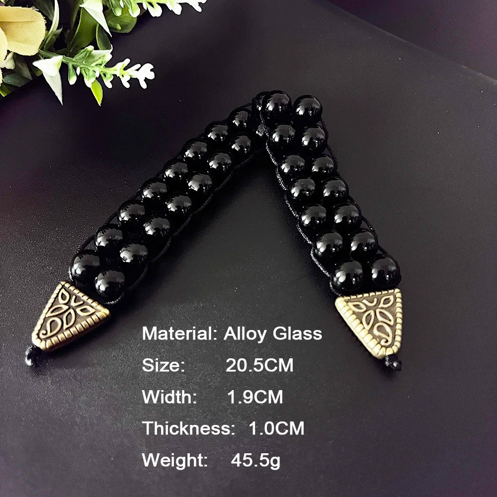 NJ11 New Rosary Men Glass Black White Beads Alloy Flip Muslim Islamic Prayer Bracelets Meditation Transforming Fate Jewelry Gift