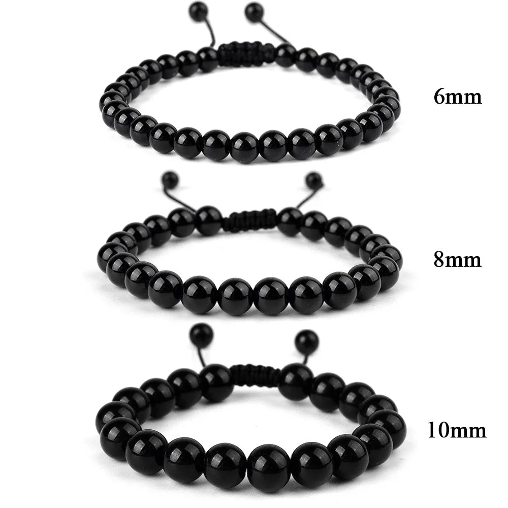 6mm 8mm 10mm Natural Stone Bracelet, Tiger Eye Agate Lava Bead Unisex Adjustable Handwoven Boho Jewelry Gift for Men Women