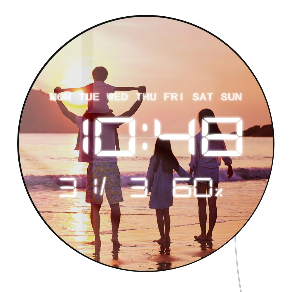 Gold Crescent Moon LED Digital Wall Clock with Timer Date Temperature Islamic Mosque Eid Mubarak Home Decor Electric Wall Clock