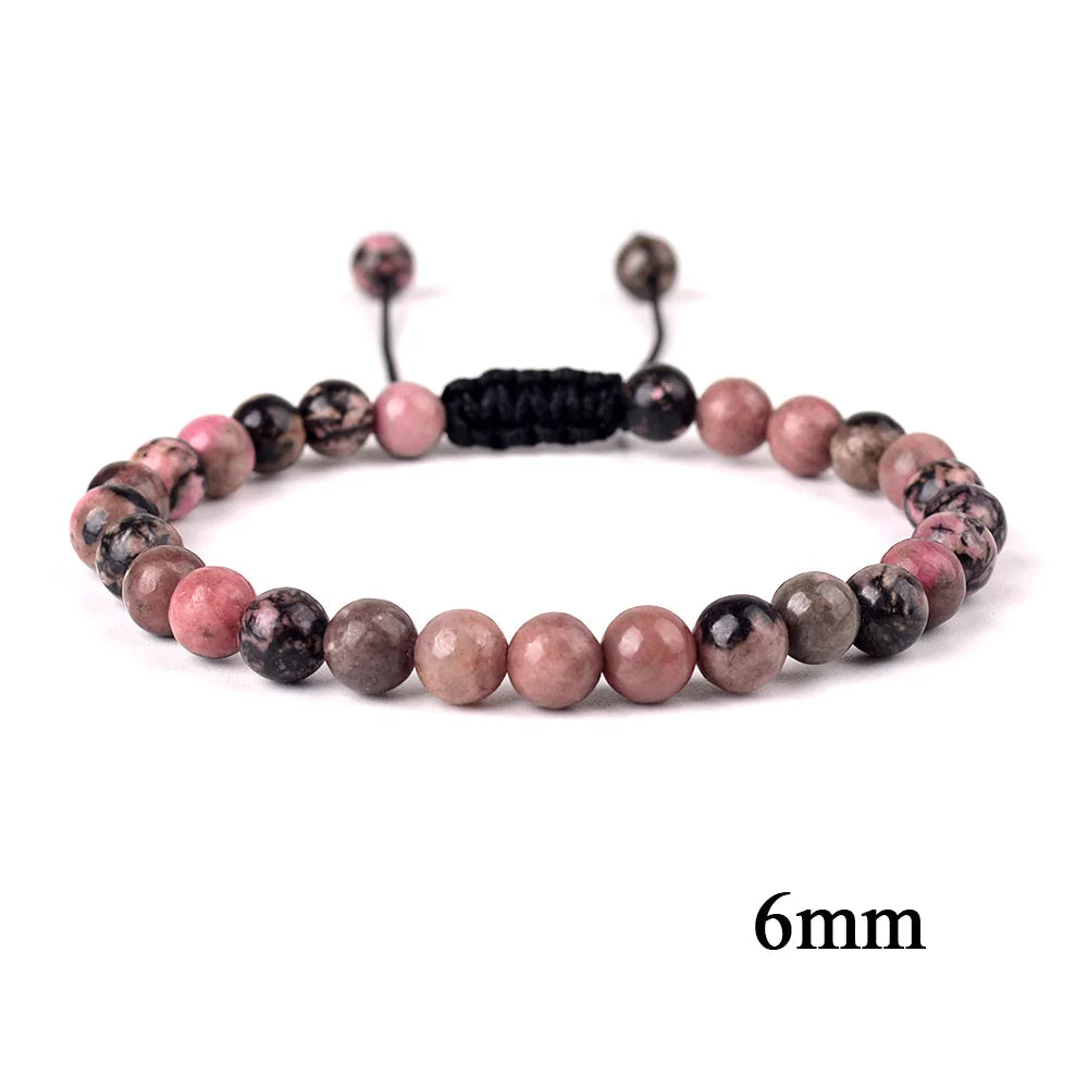 6mm 8mm 10mm Natural Stone Bracelet, Tiger Eye Agate Lava Bead Unisex Adjustable Handwoven Boho Jewelry Gift for Men Women