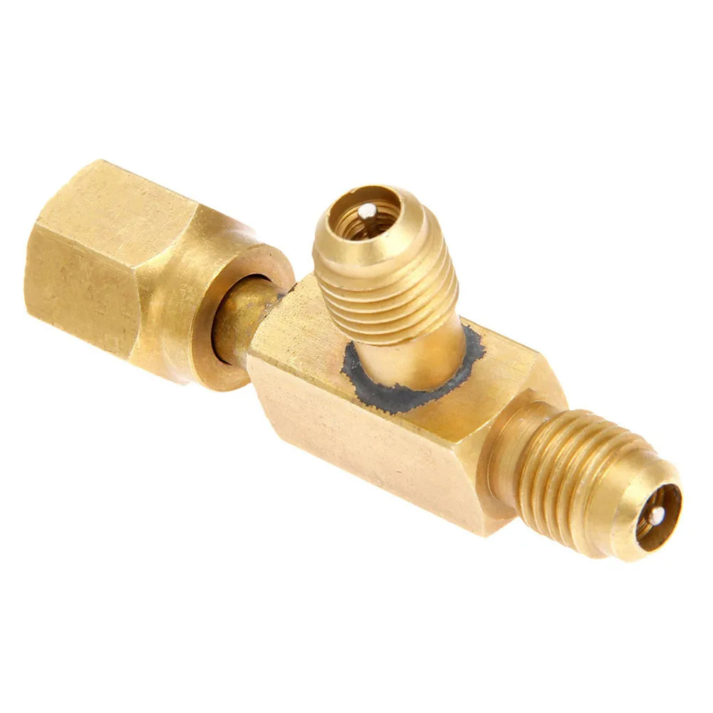 1pc T Type Adapter Tee Adapter 1/4X1/4X1/4\"SAE Flare Add Gauge Deep Vacuum Pump/Manifold Set Solid Brass Tee Adapter