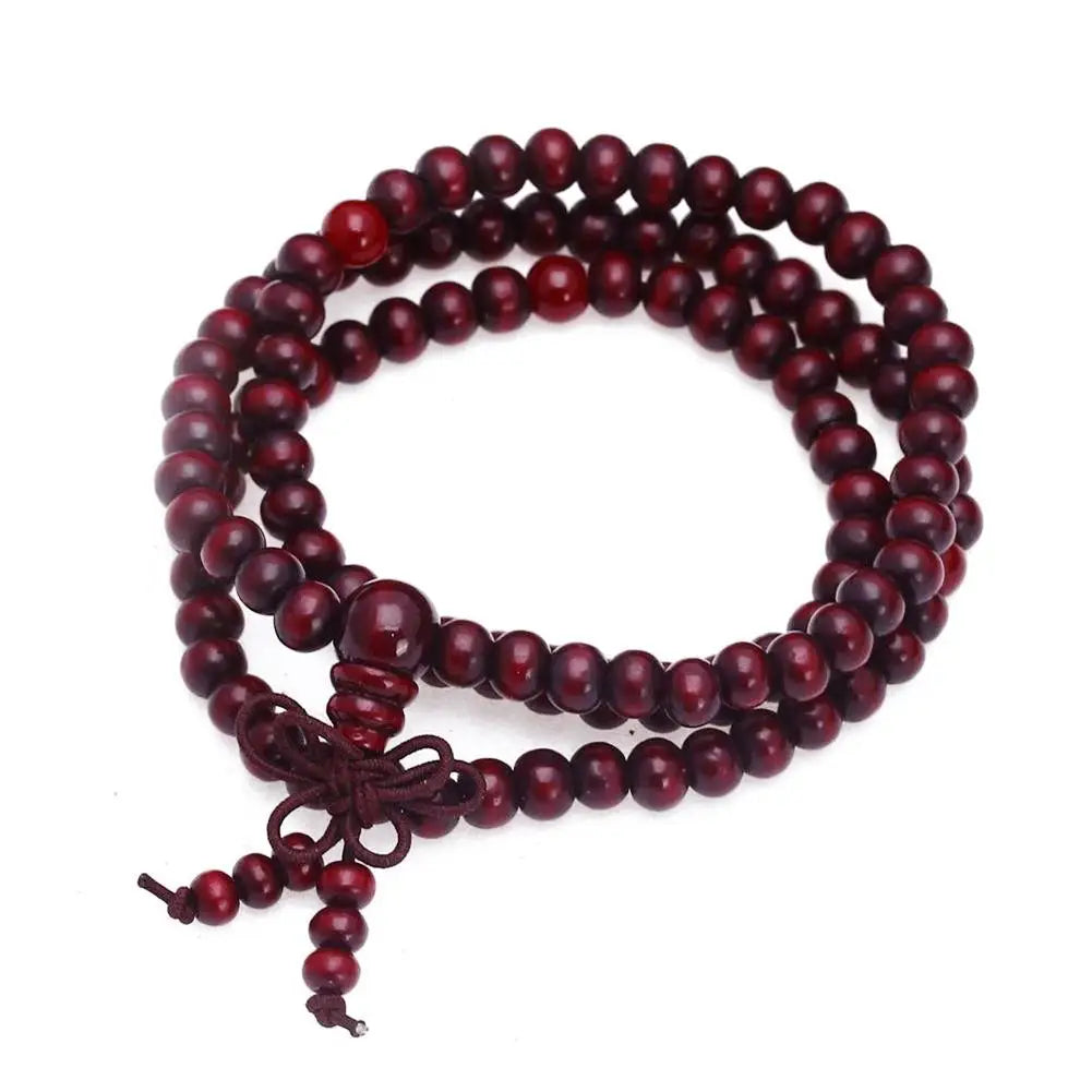Natural Sandalwood Bracelets Men Buddhist Buddha Meditation Bead Bracelet for Women Prayer 108 Beads Rosary Hanging Decoration