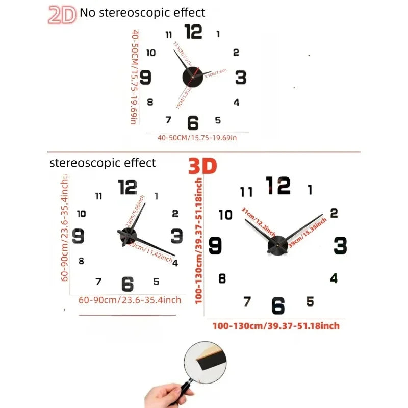 Large 3D Wall Clock Luminous Classic Wall Clocks DIY Digital Clock Wall Watches Stickers Silent Clock for Home Living Room Table