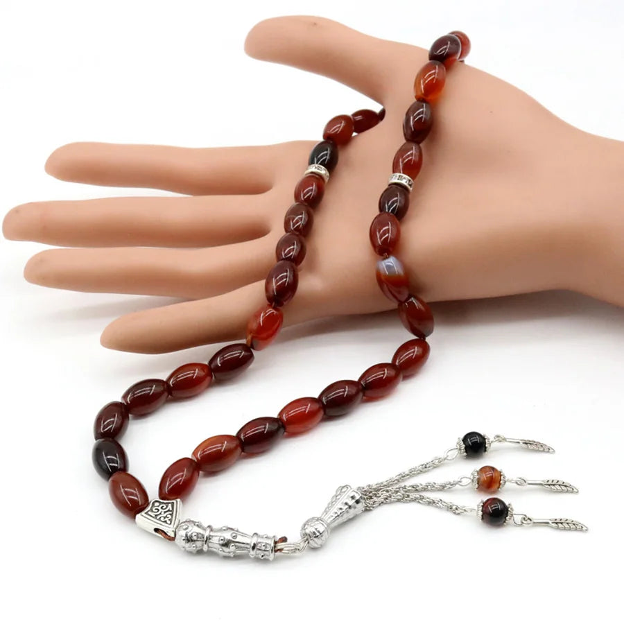 33 Beads Islamic Tasbih Natural Agate Creative Bracelet Dream   Muslim Accessories Tasbeh Tassel Men's Jewelry Misbaha Gift