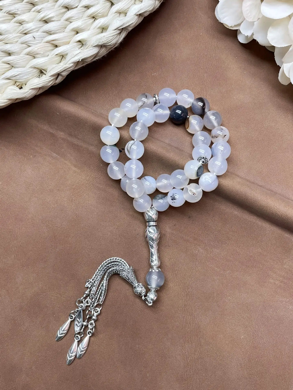 11pcs Islamic 33 Beads Glass Tasbih Arabic Prayer Misbaha Sebha Bracelet Hand Chain Muslim Rosary Jewelry for Men Women Gift