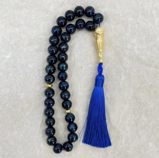 33 Beads 10mm Textured Glass Tasbih, Multicolor Arabic Prayer Beads for Muslim Worship, Handmade Ramadan Gift for Friends