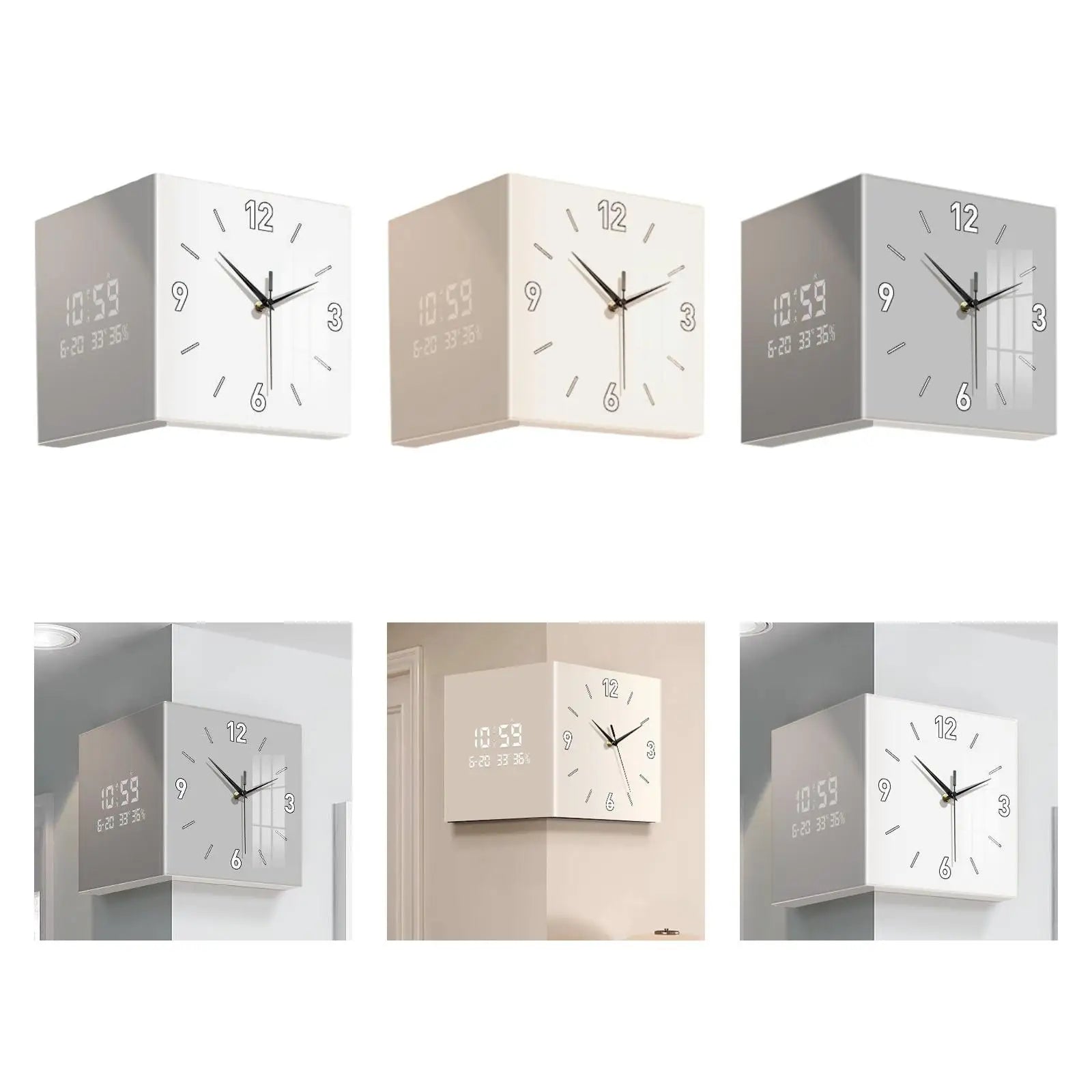 Double Sided Corner Clock Ornament Outdoor Gifts Indoor Wall Mounted Easy to Read Face Wall Clock Living Room Patio Decoration