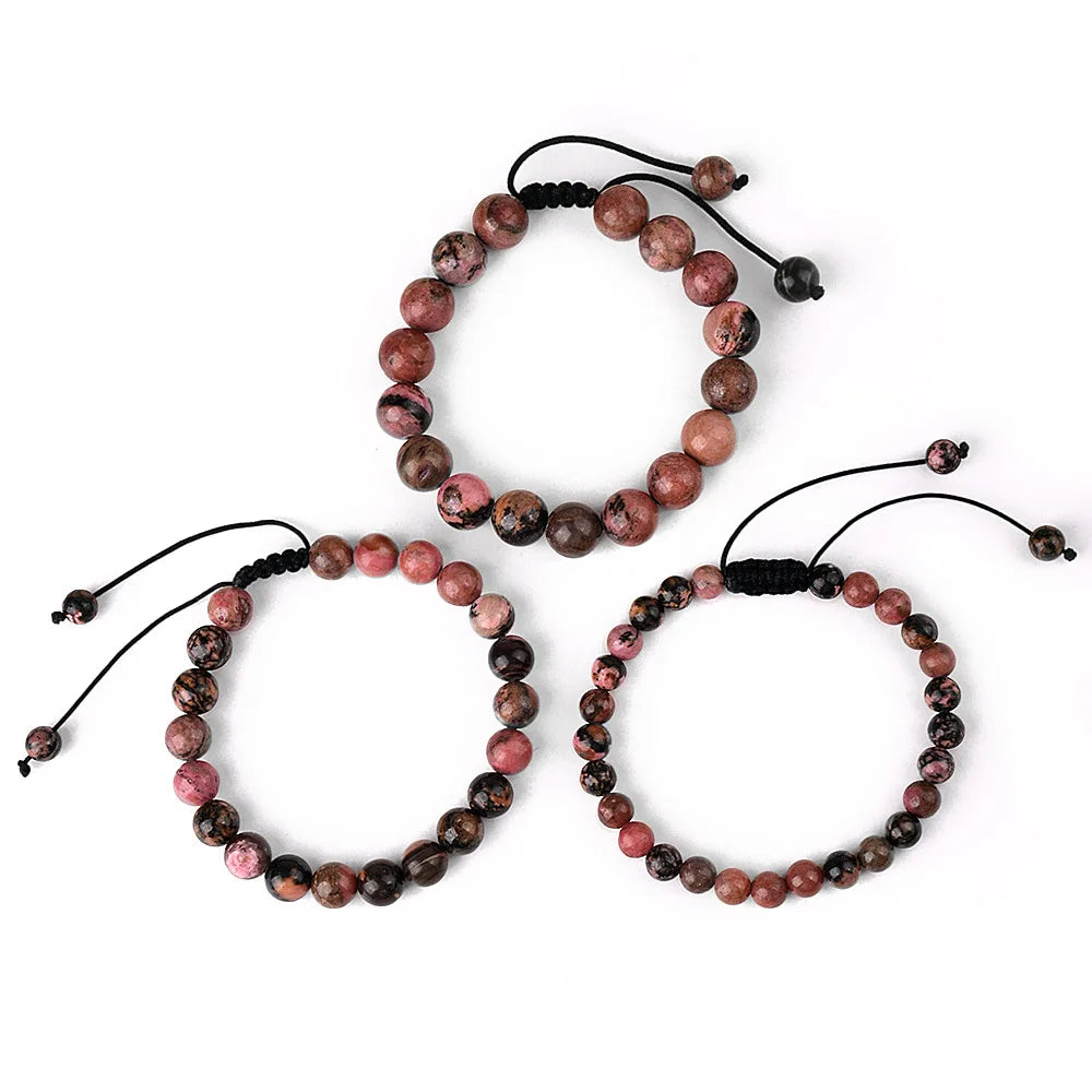 6mm 8mm 10mm Natural Stone Bracelet, Tiger Eye Agate Lava Bead Unisex Adjustable Handwoven Boho Jewelry Gift for Men Women