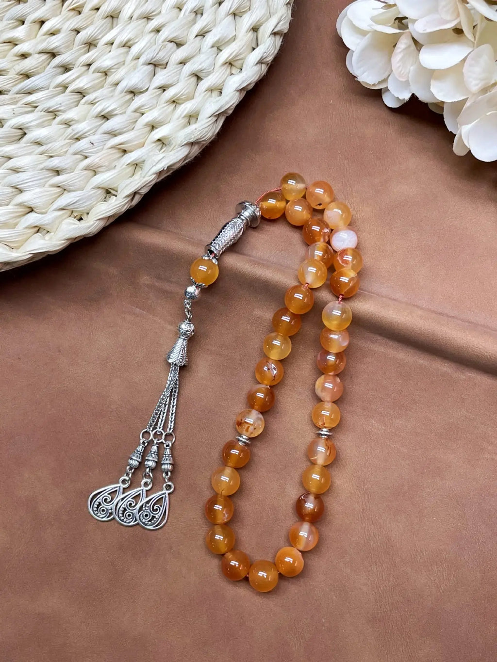 11pcs Islamic 33 Beads Glass Tasbih Arabic Prayer Misbaha Sebha Bracelet Hand Chain Muslim Rosary Jewelry for Men Women Gift