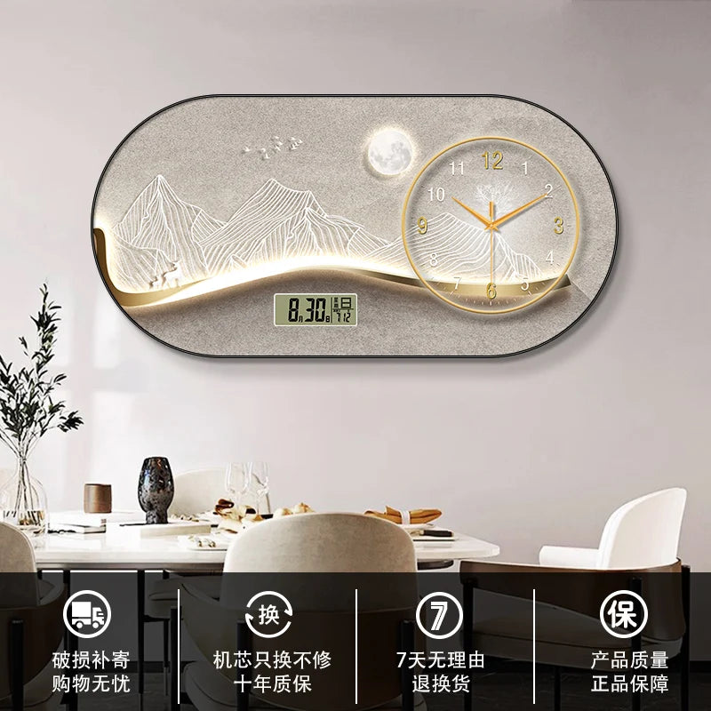 Modern minimalist living room wall clock high-end creative fashion clock restaurant bedroom wall-mounted electronic clock