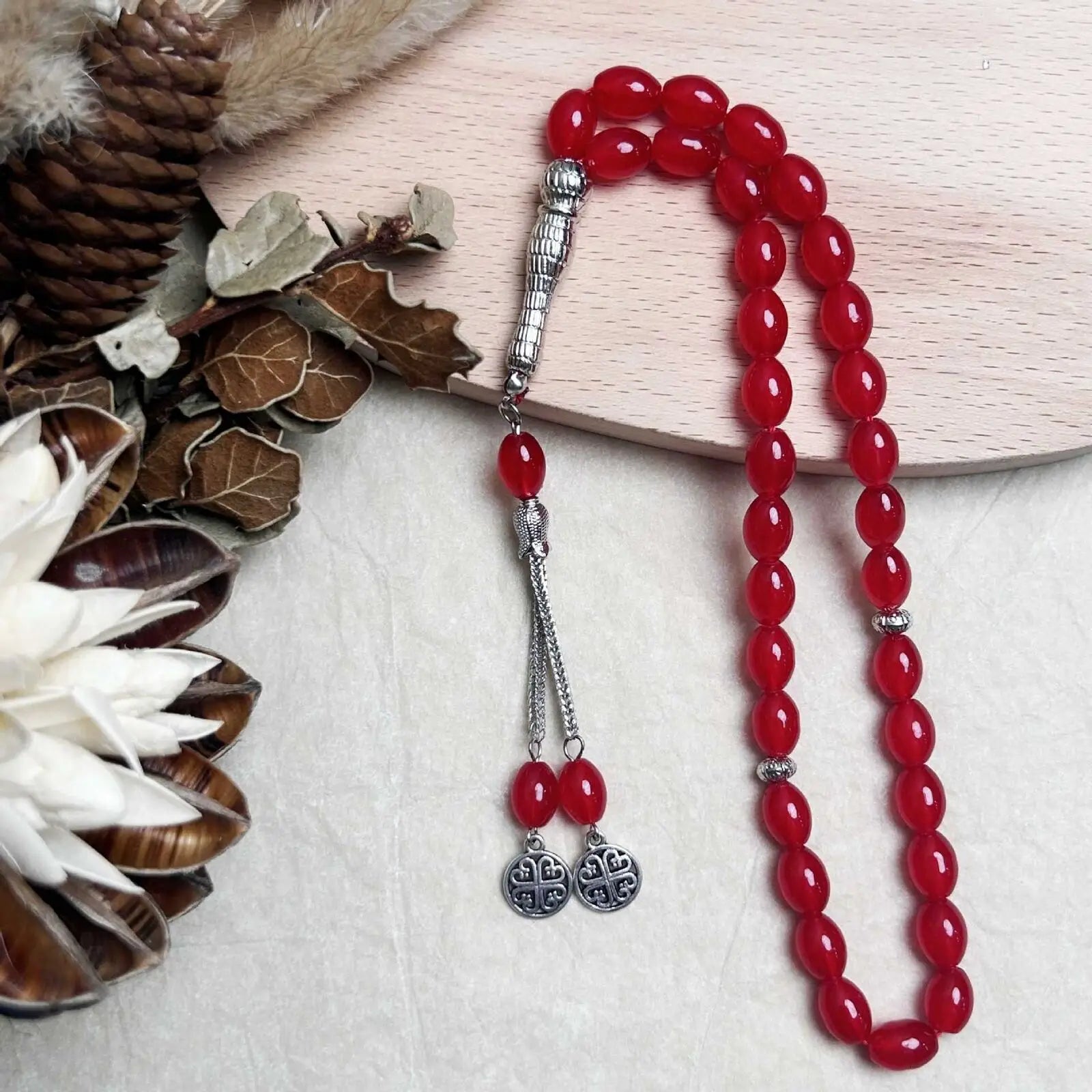 Ramadan Eid 33 Beads Glass Prayer Beads Islamic Rosary Turkey Tassel Pendant Jewelry Arabic Bracelet Gifts Middle East Muslim