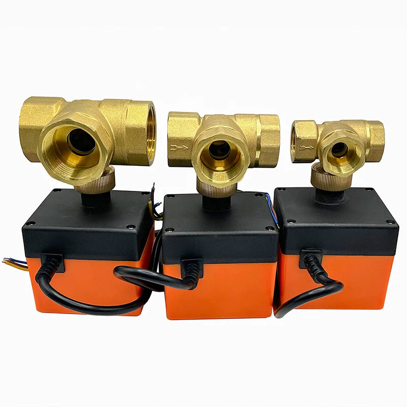 1/2" 3/4" 1" 1-1/4" 1-1/2" 3 Way Motorized Ball Valve T/L Type 220V 24V 12V 3 Wire 2 Control Electric Ball Valve