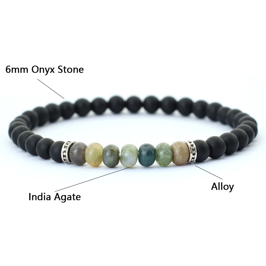 Simple Style Natural Matte Stone Bracelet Unisex Handmade 6mm Tiger Eyes Obsidian Beaded Braslet Healing Leisure Couple Pulseira