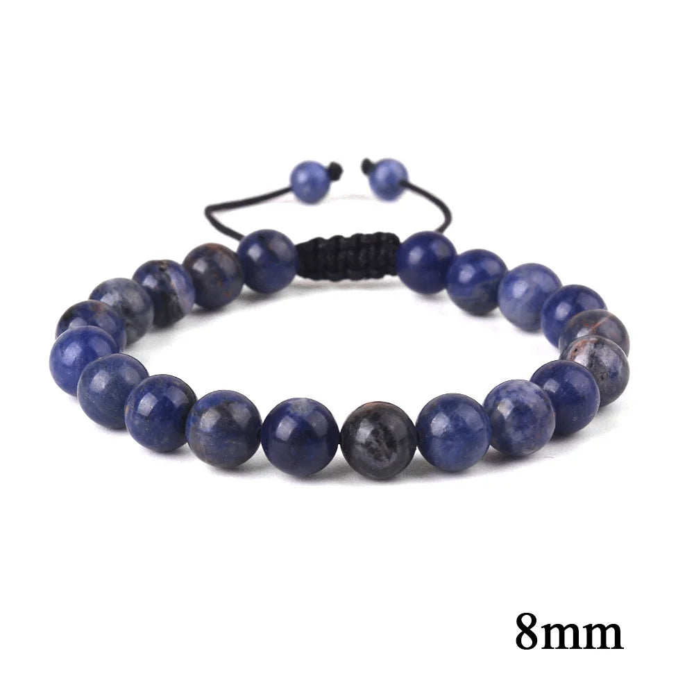 6mm 8mm 10mm Natural Stone Bracelet, Tiger Eye Agate Lava Bead Unisex Adjustable Handwoven Boho Jewelry Gift for Men Women