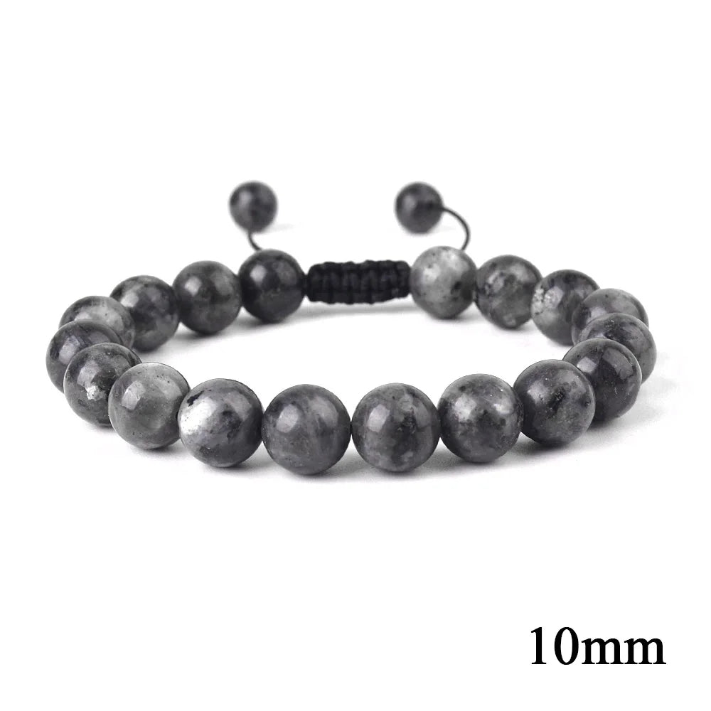 6mm 8mm 10mm Natural Stone Bracelet, Tiger Eye Agate Lava Bead Unisex Adjustable Handwoven Boho Jewelry Gift for Men Women