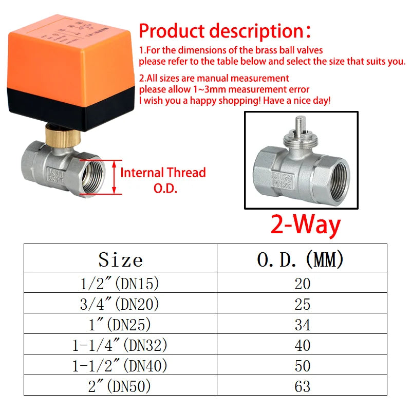 AC220V DC12V-24V Electric Thread Stainless Steel Ball Valve 2-control 3-wire Solenoid Water Valve Actuator, DN15/20/25/32/40/50