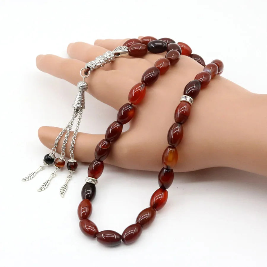 33 Beads Islamic Tasbih Natural Agate Creative Bracelet Dream   Muslim Accessories Tasbeh Tassel Men's Jewelry Misbaha Gift