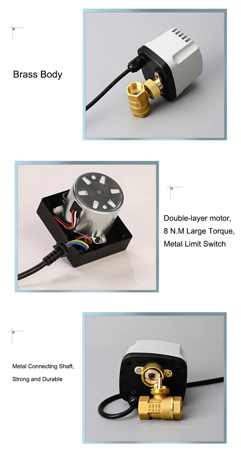 1/2'' 3/4'' 1'' 1-1/4'' 2 Inch IP65 Waterproof Motorized Ball Valve 2 Way Brass Electric Ball Valve Big Torque Metal Motor