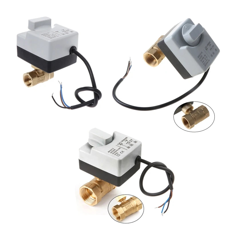 AC 220V DN15 DN20 DN25 2 Way 3 Wires Motorized Ball Valve Electric Actuator with Manual Switch