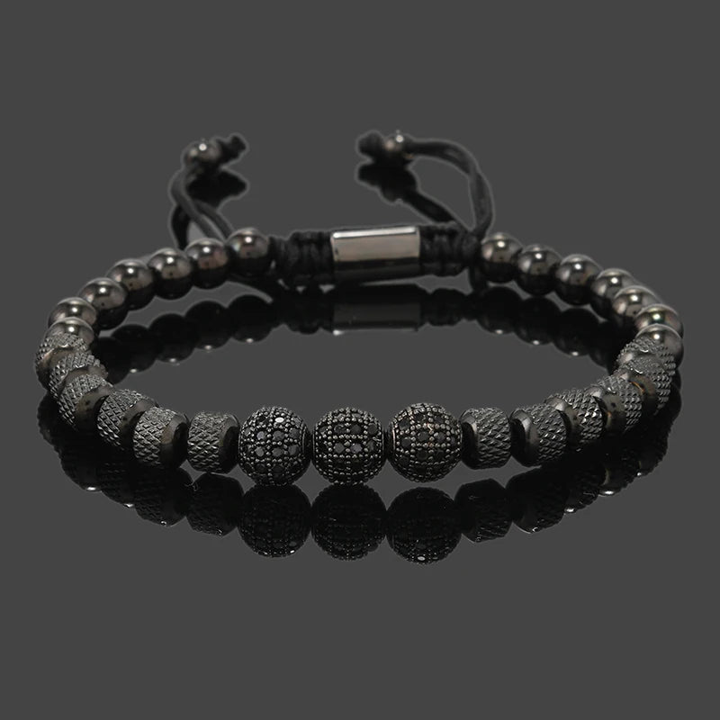 Luxury Royal Golden CZ Ball Man Bracelet Stainless Steel Beads Hand Jewelry Boy Gift