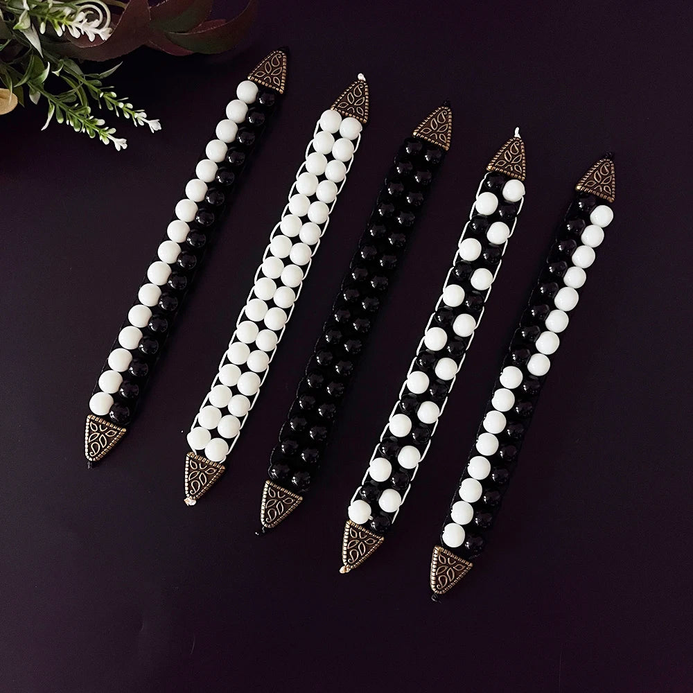 NJ11 New Rosary Men Glass Black White Beads Alloy Flip Muslim Islamic Prayer Bracelets Meditation Transforming Fate Jewelry Gift