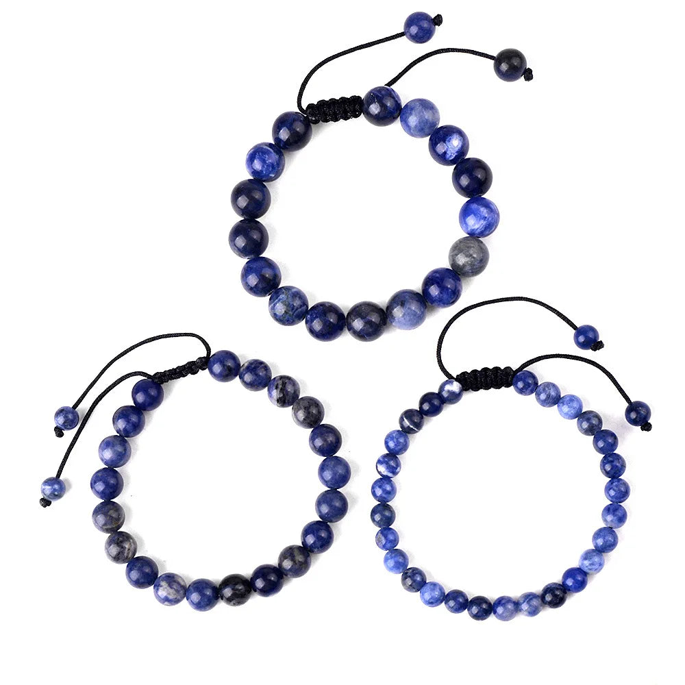 6mm 8mm 10mm Natural Stone Bracelet, Tiger Eye Agate Lava Bead Unisex Adjustable Handwoven Boho Jewelry Gift for Men Women