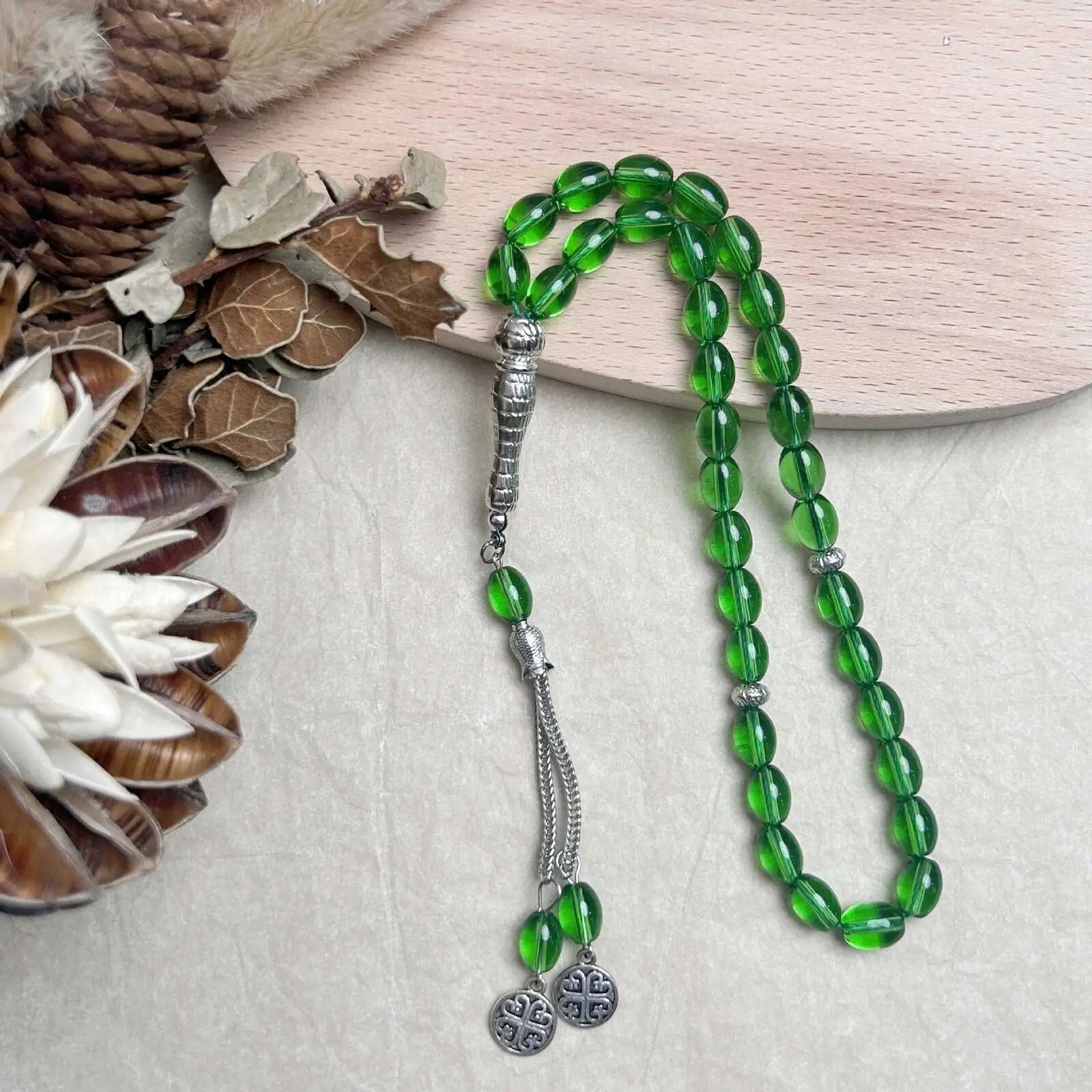 Ramadan Eid 33 Beads Glass Prayer Beads Islamic Rosary Turkey Tassel Pendant Jewelry Arabic Bracelet Gifts Middle East Muslim