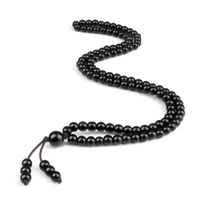 6mm Black Natural Lava Stone Bracelet Meditation Prayer Yoga 108 Mala Beads Necklace for Women Men Charm Bracelets Jewelry Gift